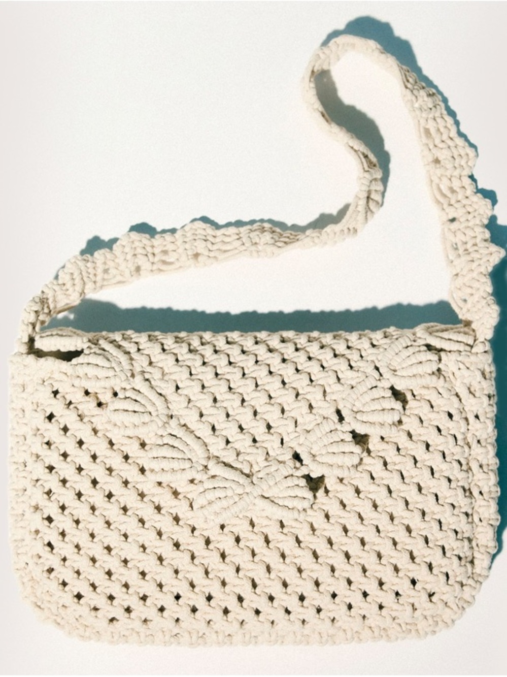 Zara Ecru Macrame Shoulder Bag